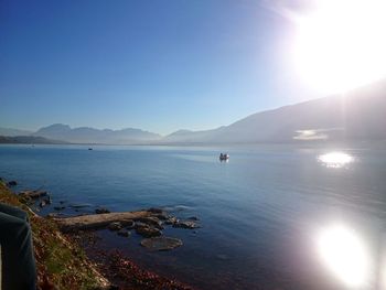 Scenic view of lake against clear sky