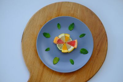 Close-up of fruits served on table