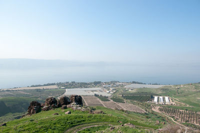 Scenic view of landscape against clear sky