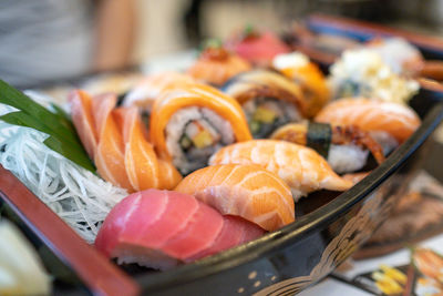 Close-up of sushi on plate