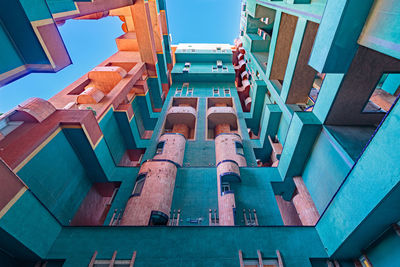 Low angle view of building against blue sky