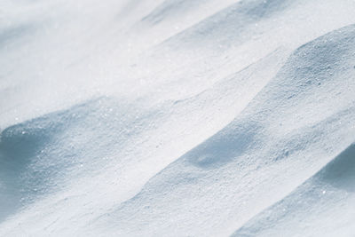 High angle view of snow on land