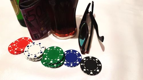 High angle view of multi colored pencils on table