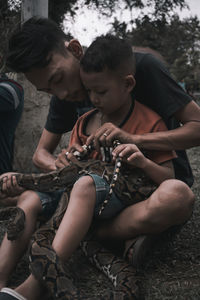 Friends sitting outdoors