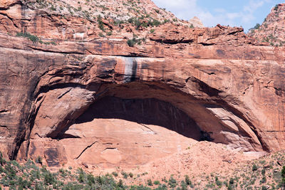 Low angle view of rock formation