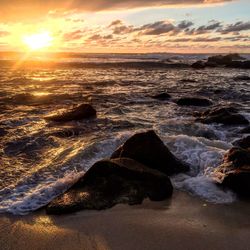 Scenic view of sea during sunset