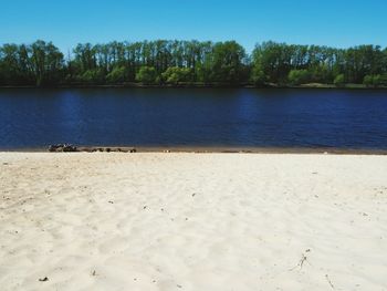 Scenic view of beach against clear sky