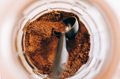 High angle view of coffee in cup