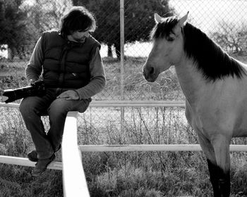 Full length of a horse on field