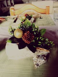 High angle view of plant on table at home