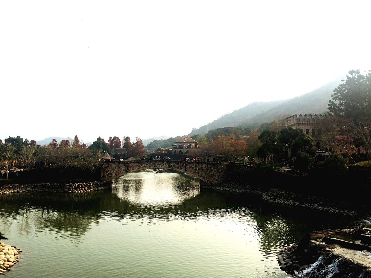 clear sky, water, reflection, waterfront, copy space, tree, built structure, architecture, river, lake, tranquility, tranquil scene, scenics, mountain, building exterior, beauty in nature, nature, standing water, outdoors, sky