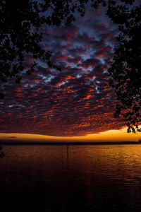 Scenic view of sea against orange sky