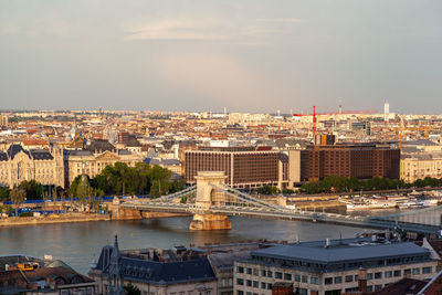 High angle view of buildings in city