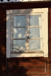 Closed door of abandoned house