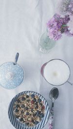 High angle view of dessert on table