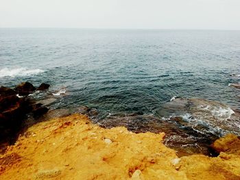 Scenic view of sea against clear sky