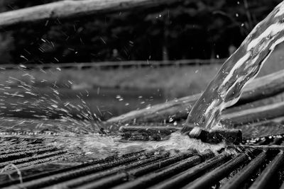 Close-up of water splashing from car