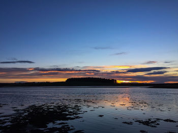 Scenic view of sea against sky at sunset