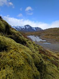 Scenic view of mountains against sky