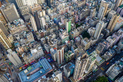 Aerial view of modern buildings in city