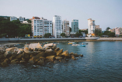 View of river with buildings in background