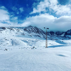 Snow covered mountain against sky