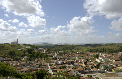 High angle view of townscape against sky