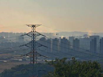 Low angle view of cityscape against sky during sunset