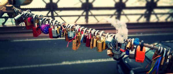 Close-up of padlocks