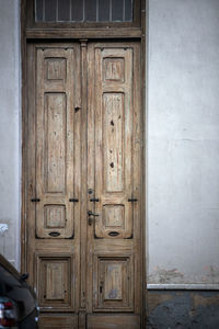 Closed door of old building