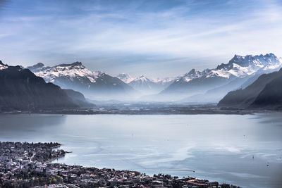 Scenic view of mountains against sky