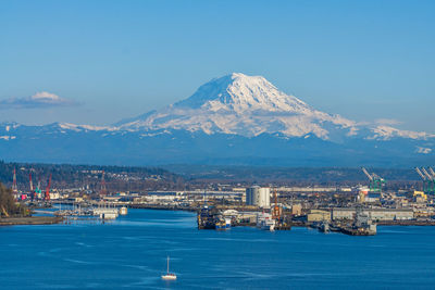 Scenic view of the port of tacoma in washington state.