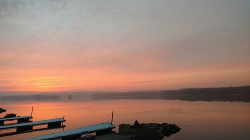 Scenic view of sunset over sea