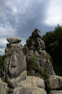 Rock formations on landscape against sky