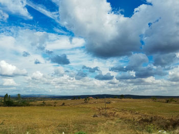 Scenic view of land against sky
