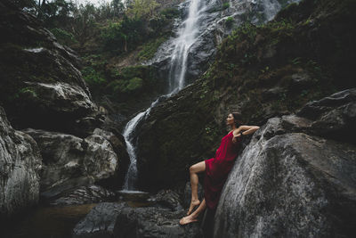 Scenic view of waterfall