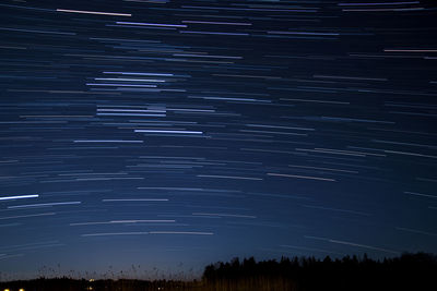 Low angle view of trees against sky at night