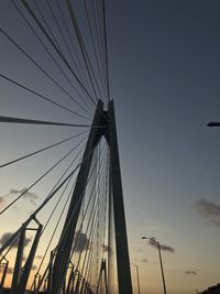 Low angle view of suspension bridge