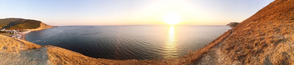 View of calm sea at sunset