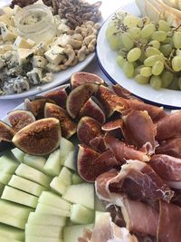 High angle view of fruits in bowl on table