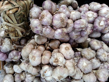 Full frame shot of onions for sale in market