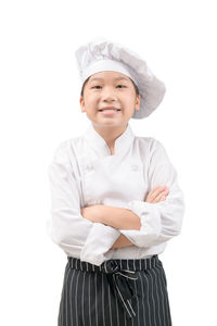 Portrait of a smiling girl over white background