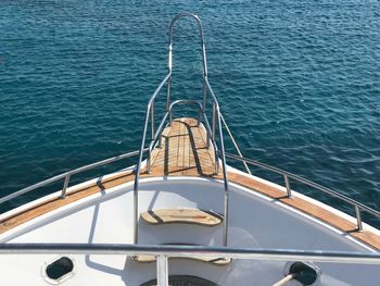 High angle view of sailboat sailing on sea