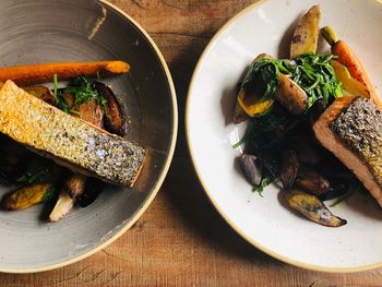High angle view of meal served in plate