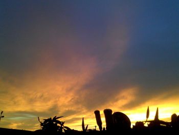 Low angle view of silhouette trees against sky at sunset