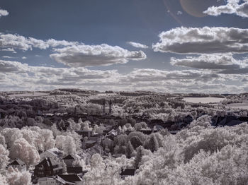 High angle view of landscape against sky