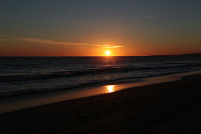 Scenic view of sea at sunset