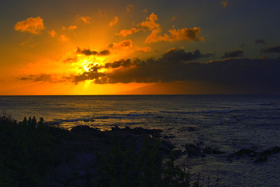 Scenic view of sea during sunset