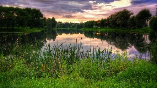 Scenic view of lake against sky