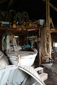 Abandoned boat at construction site